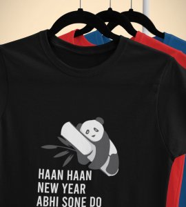 Let Me Sleep Black New Year Printed T-shirt For Mens