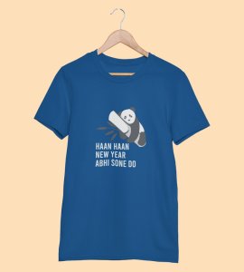 Let Me Sleep Blue New Year Printed T-shirt For Mens