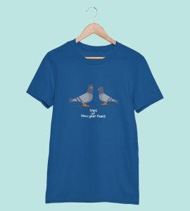 New Year Feast Blue Graphic Printed T-shirt For Mens Boys