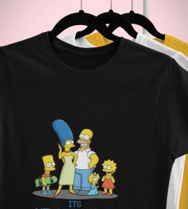 Family's New Year Black Graphic Printed T-shirt For Mens Boys