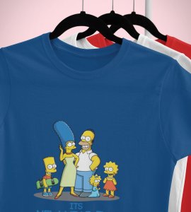 Family's New Year Blue Graphic Printed T-shirt For Mens Boys