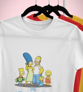 Family's New Year White Graphic Printed T-shirt For Mens Boys