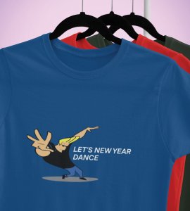 New Year Dance Blue Printed T-shirt For Mens On New Year Theme Best Gift For New Year