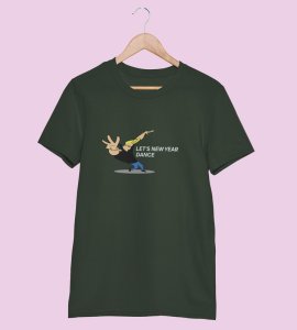 New Year Dance Green Printed T-shirt For Mens On New Year Theme Best Gift For New Year