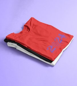 2024 New Year Red Printed T-shirt For Mens On New Year Theme Best Gift For New Year
