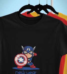 New Year New Villans Black Men Printed T-shirt For Mens Boys