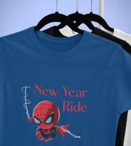 New Year Ride BluePrinted T-shirt For Mens On New Year Theme