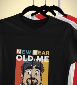 New Year Old Me Black New Year Printed T-shirt For Mens