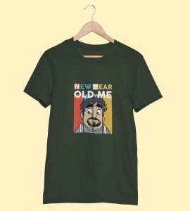 New Year Old Me Green New Year Printed T-shirt For Mens