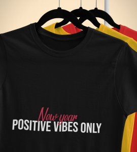Positivity Black New Year Printed T-shirt For Mens