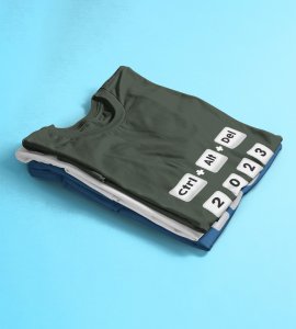 Delete 2023 Green New Year Printed T-shirt For Mens