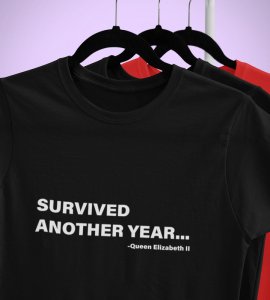 Survived New Year Black Graphic Printed T-shirt For Mens Boys