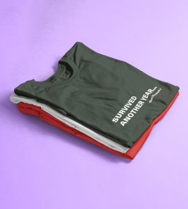 Survived New Year Green Graphic Printed T-shirt For Mens Boys