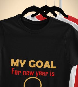 New Year Goal Black New Year Printed T-shirt For Mens