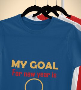 New Year Goal Blue New Year Printed T-shirt For Mens