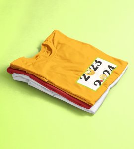 Bye 2023 Welcome 2024 Yellow New Year Printed T-shirt For Mens
