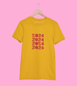 2024 Has Come Yellow Men Printed T-shirt For Mens Boys
