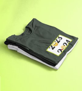 Bye 2023 Welcome 2024 Green New Year Printed T-shirt For Mens