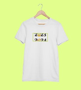 Bye 2023 Welcome 2024 White New Year Printed T-shirt For Mens