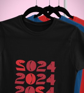2024 Has Come Black Men Printed T-shirt For Mens Boys