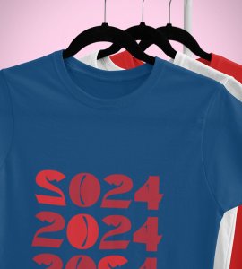 2024 Has Come Blue Men Printed T-shirt For Mens Boys