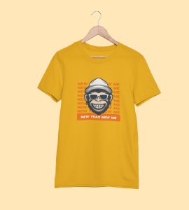 Monkey's New Year Yellow New Year Printed T-shirt For Mens