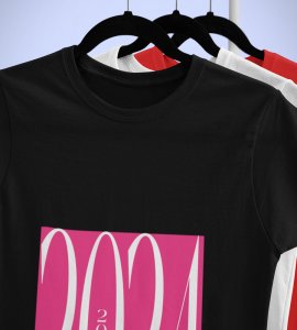 2024 New Year Black Printed T-shirt For Mens On New Year Theme Best Gift For New Year