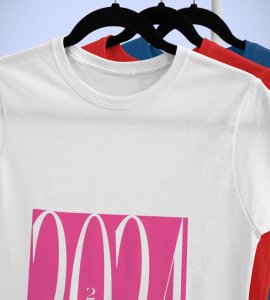 2024 New Year White Printed T-shirt For Mens On New Year Theme Best Gift For New Year