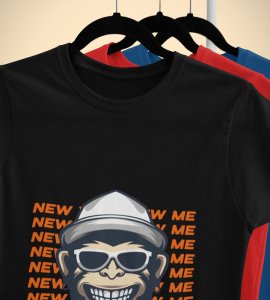 Monkey's New Year Black New Year Printed T-shirt For Mens