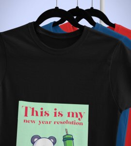 New Year New Resolution Black Men Printed T-shirt For Mens Boys