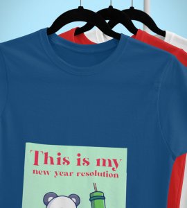 New Year New Resolution Blue Men Printed T-shirt For Mens Boys