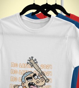 No More Rage White New Year Printed T-shirt For Mens