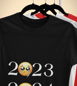 No More 2023 Only 2024 Black New Year Printed T-shirt For Mens