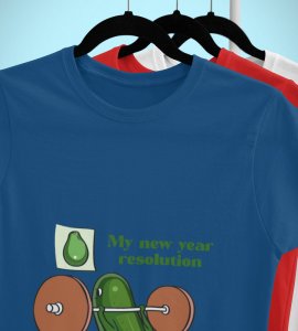 Resolution Blue Printed T-shirt For Mens On New Year Theme Best Gift For New Year