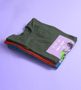 Run Away From Here Green New Year Printed T-shirt For Mens