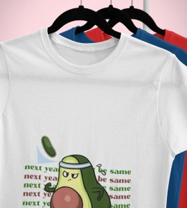 Next Year New Me White Men Printed T-shirt For Mens Boys