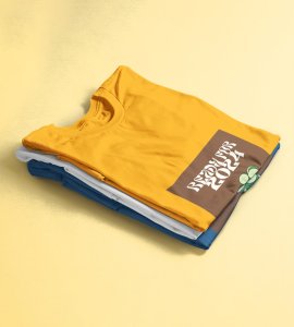 Get Ready For 2024 Yellow Printed T-shirt For Mens On New Year Theme Best Gift For New Year
