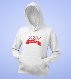 Welcome 2024, White Graphics Printed Hoodies For Mens On New Year Theme Best Gift For New Year