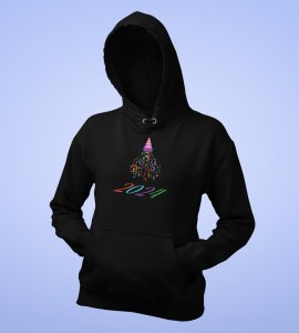 New year Bells,  Black Men's Printed Hoodies For Mens Boys