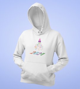 New year Bells,  White Men's Printed Hoodies For Mens Boys