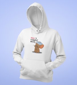 Bad Year Ending,  White New Year Printed Hoodies For Mens