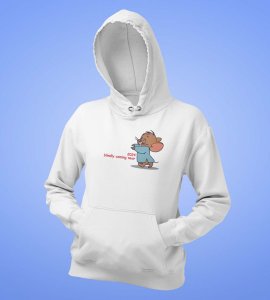 Come Faster 2024,  White Printed Hoodies For Mens On New Year Theme