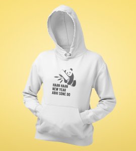 Let Me Sleep,  White New Year Printed Hoodies For Mens