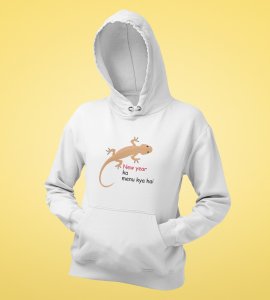 What's The Menu?  White Men Printed Hoodies For Mens Boys