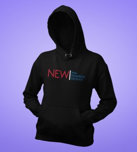 Everthing Is New,  Black New Year Printed Hoodies For Mens