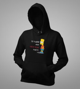 Is There Any Party?  Black Printed Hoodies For Mens On New Year Theme Best Gift For New Year