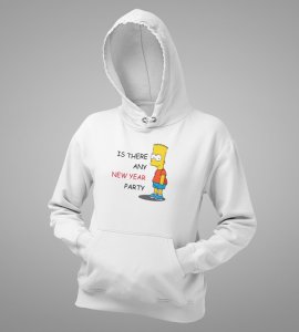 Is There Any Party?  White Printed Hoodies For Mens On New Year Theme Best Gift For New Year