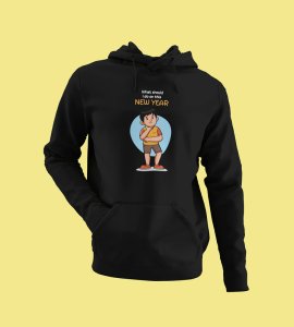 No Plans For New Year,  Black New Year Printed Hoodies For Mens