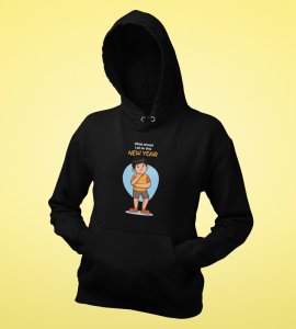 No Plans For New Year,  Black New Year Printed Hoodies For Mens