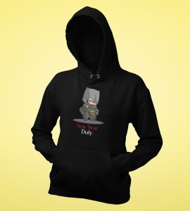 New Year New Duty,  Black Printed Hoodies For Mens On New Year Theme Best Gift For New Year
